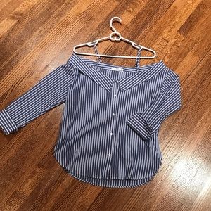 Open shoulder button down